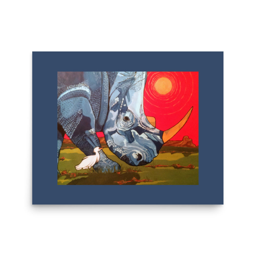 Blue Rhinoceros Poster