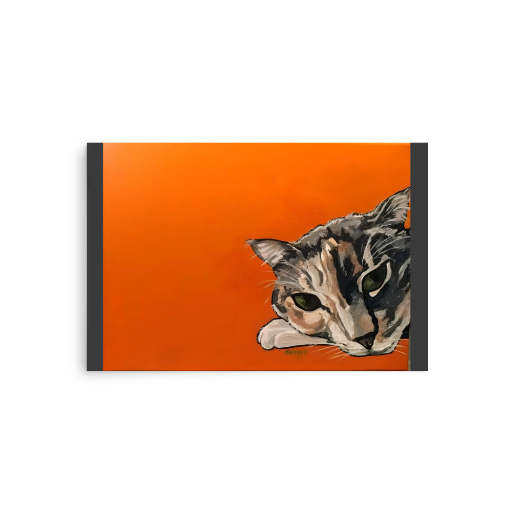 Calico Cat on Orange Poster