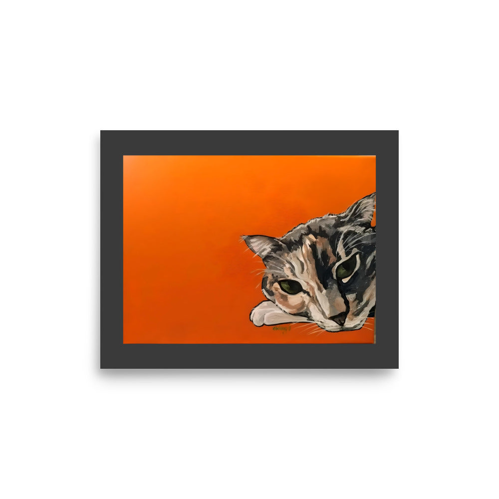 Calico Cat on Orange Poster