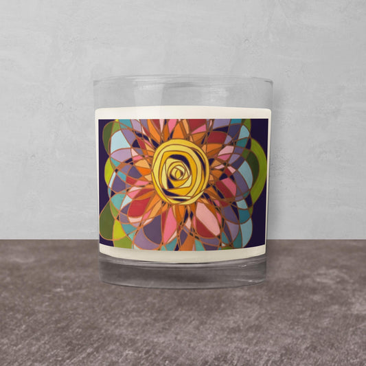 Swirl Circle in Rainbow Glass jar soy wax candle