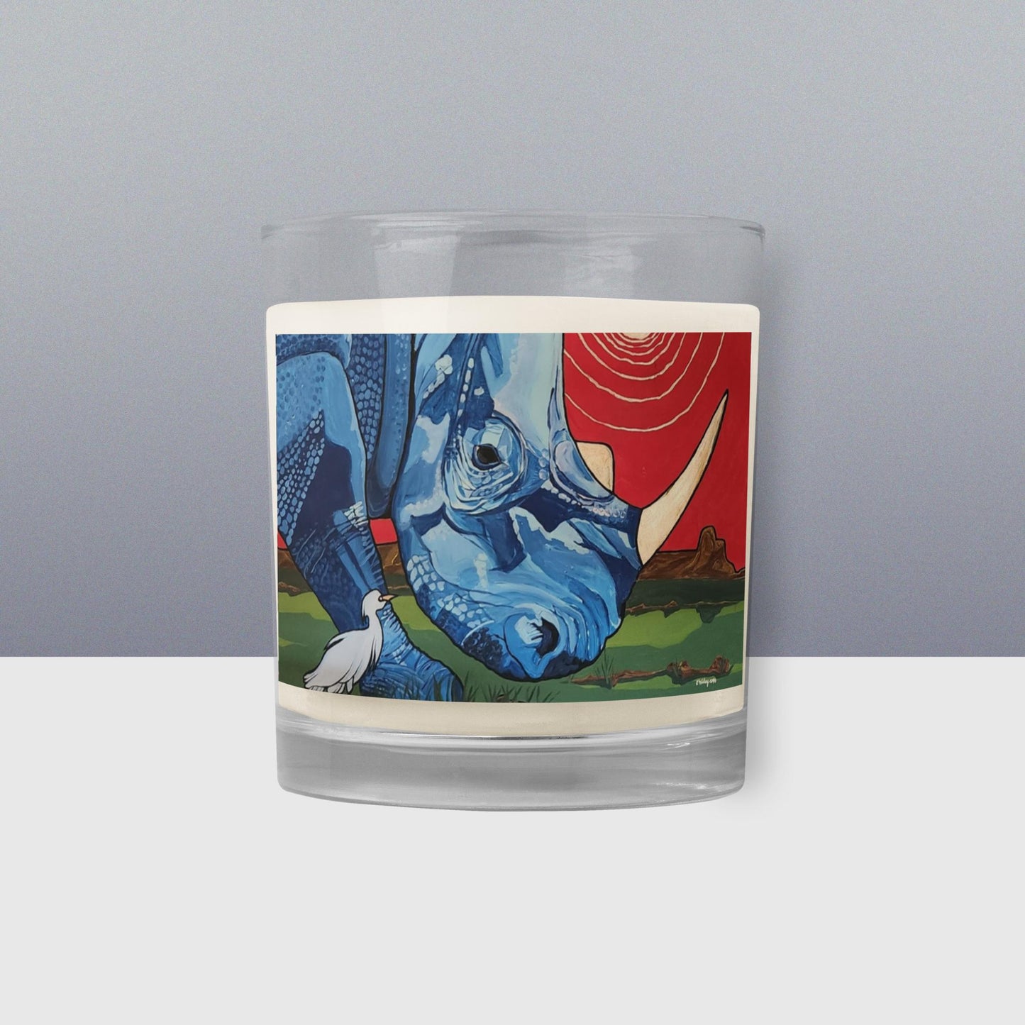 Blue Rhinoceros Glass jar soy wax candle