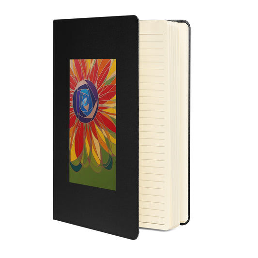 Abstract Flower in Rainbow and Green Hardcover bound notebook