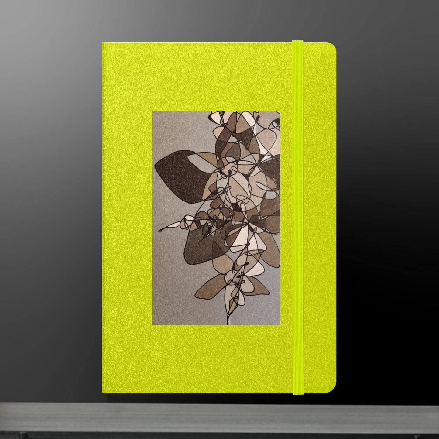 Hardcover bound notebook black and white flower