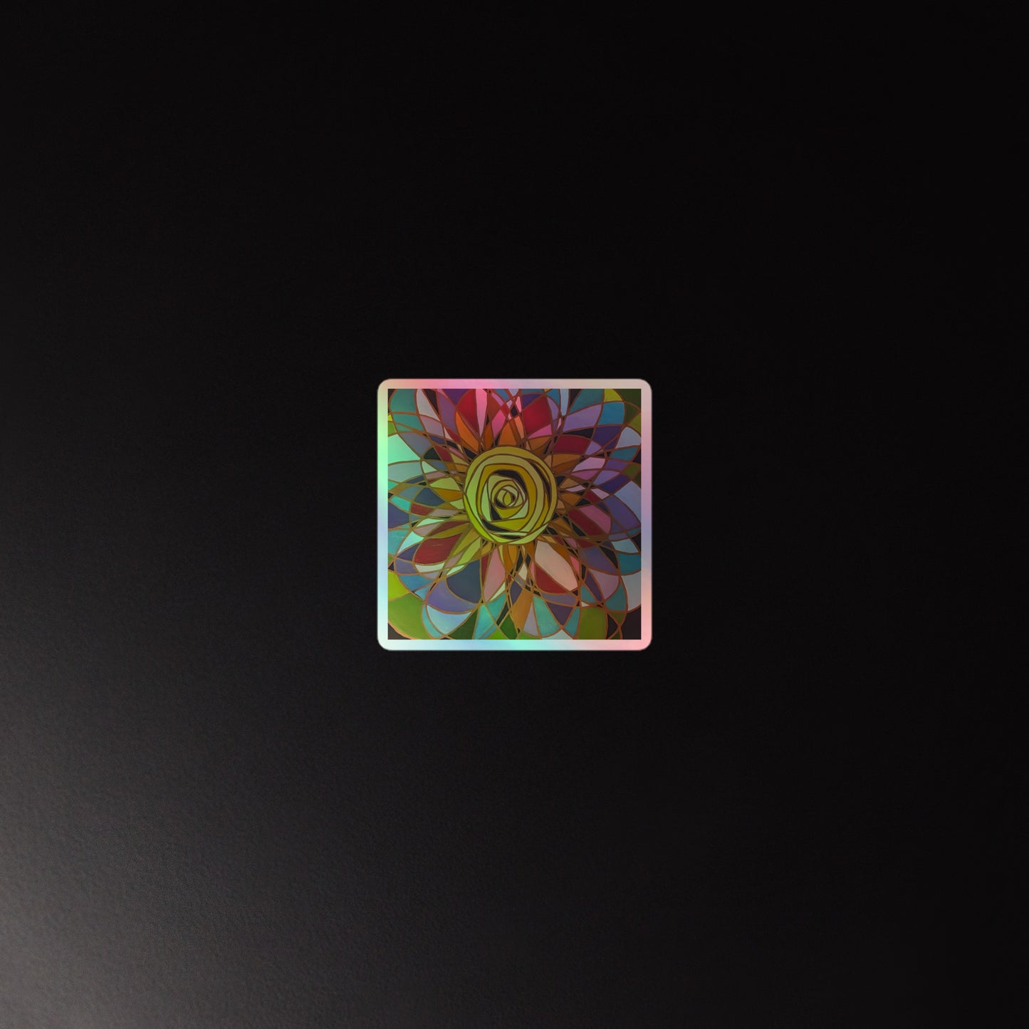 Swirl Flower in Rainbow Holographic stickers
