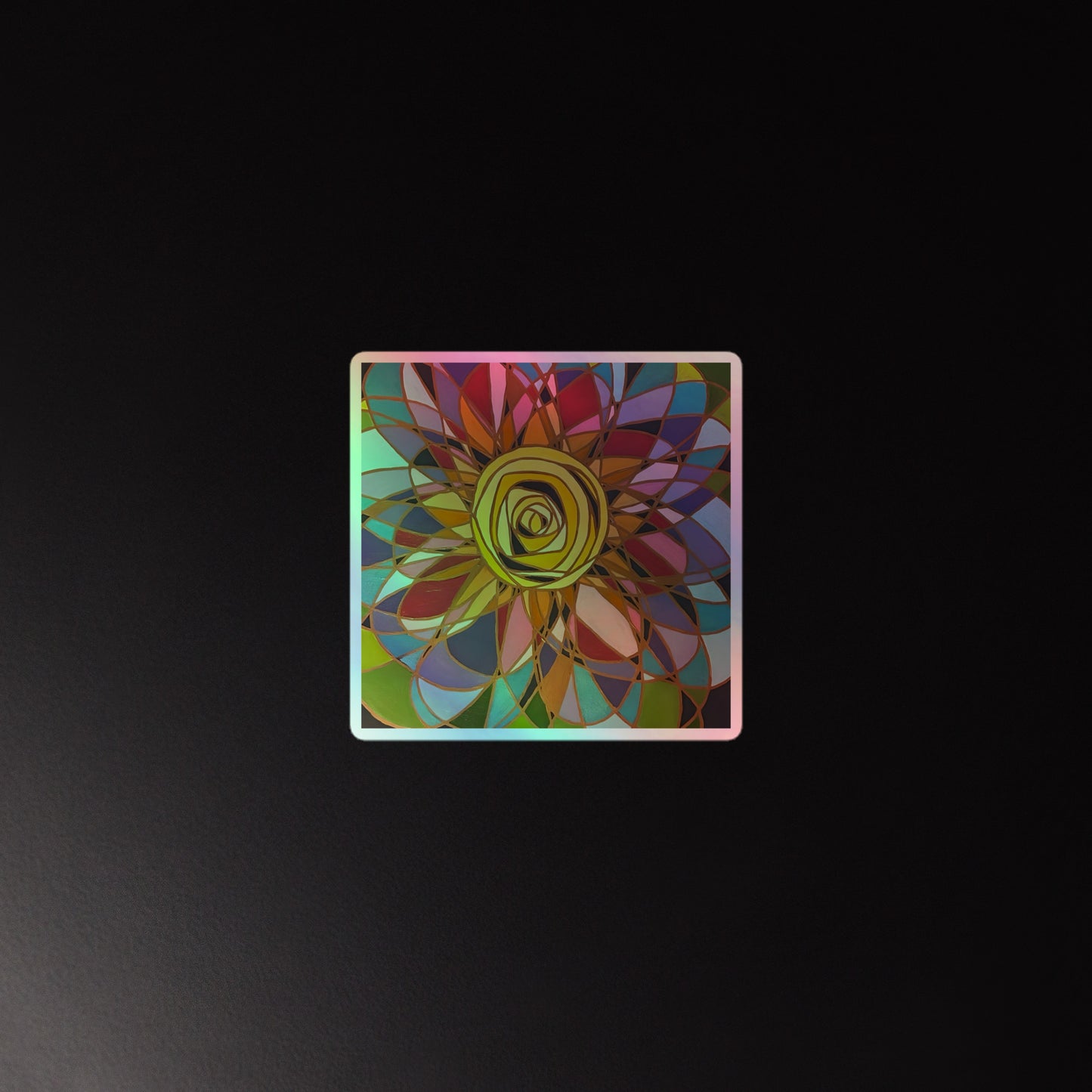 Swirl Flower in Rainbow Holographic stickers