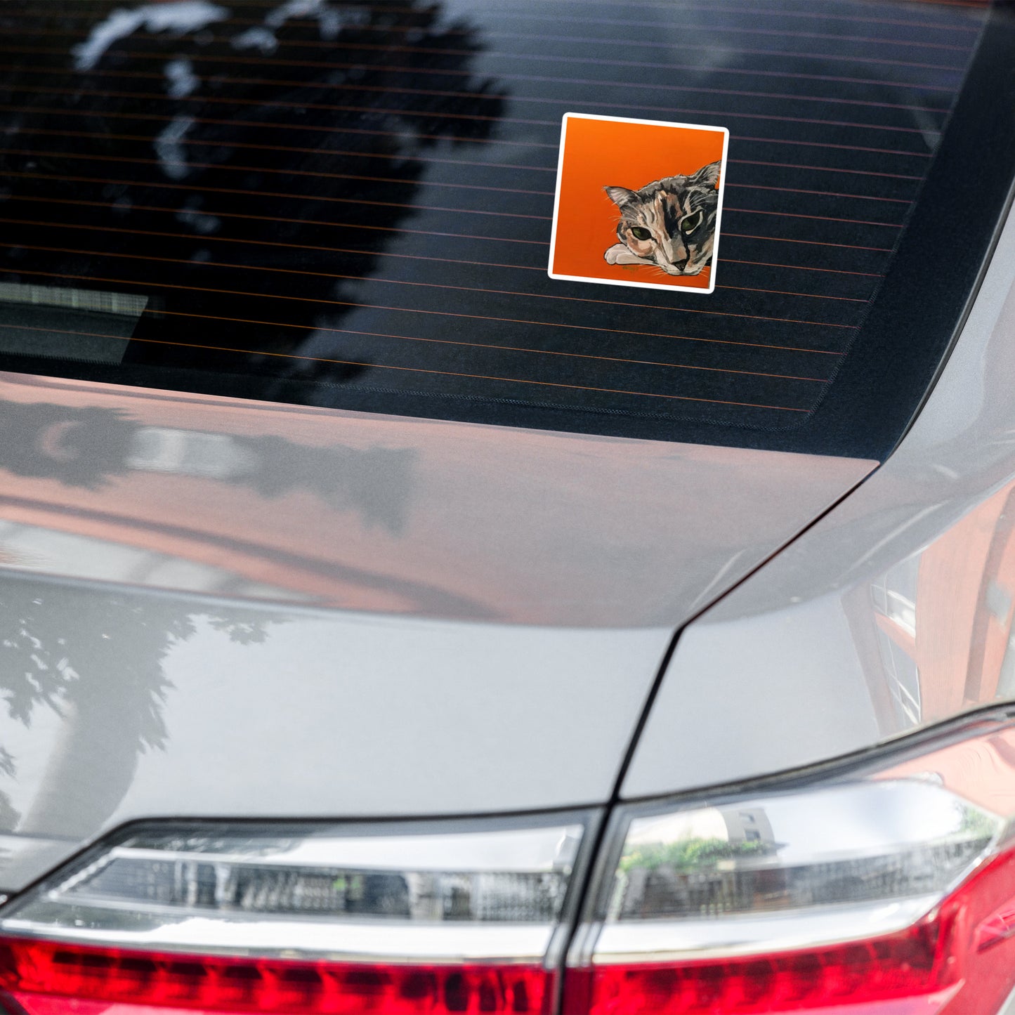 Calico Cat on Orange Bubble-free stickers