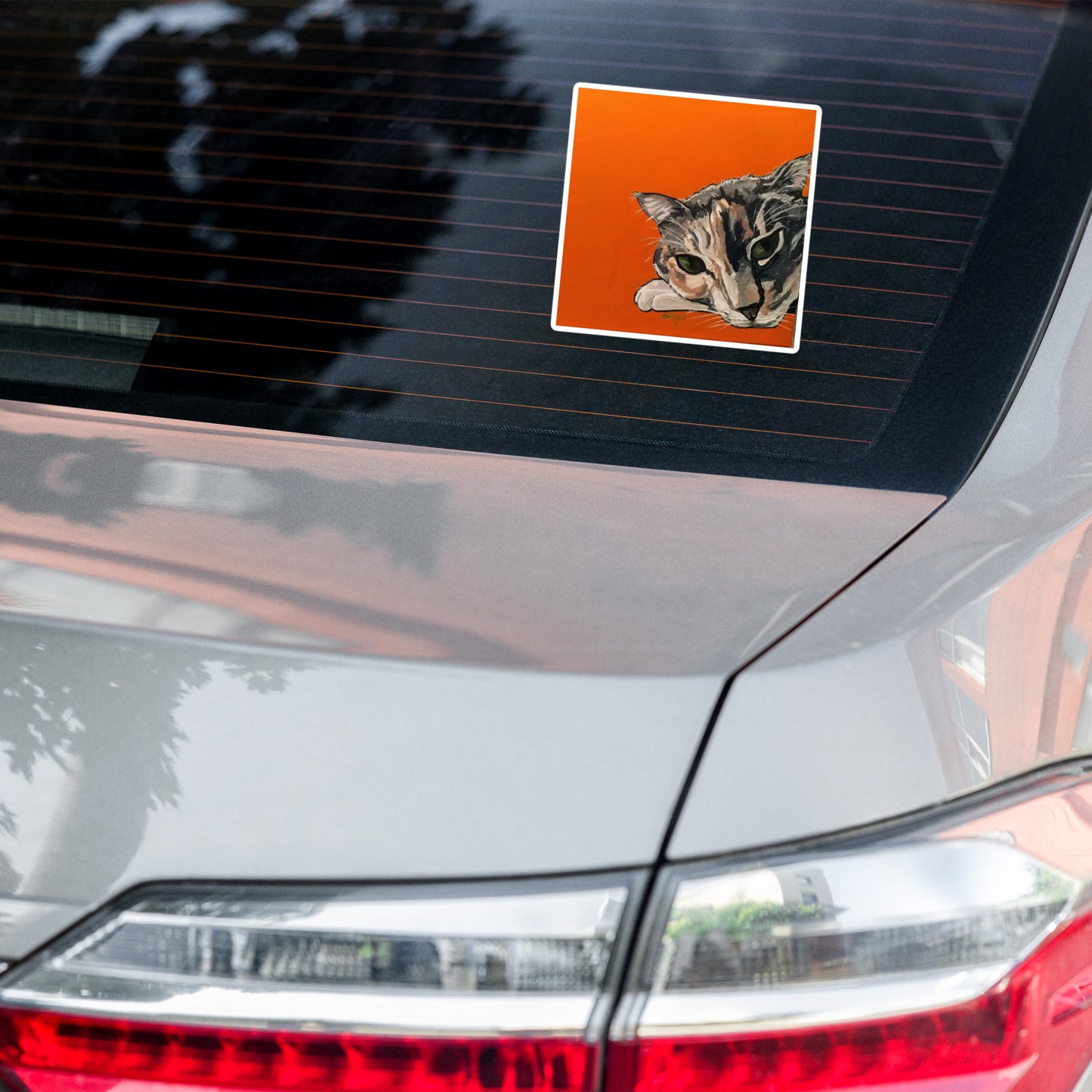 Calico Cat on Orange Bubble-free stickers
