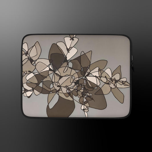 Abstract Flower in Black and White Laptop Sleeve