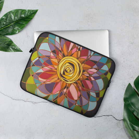 Swirl Flower in Rainbow Laptop Sleeve