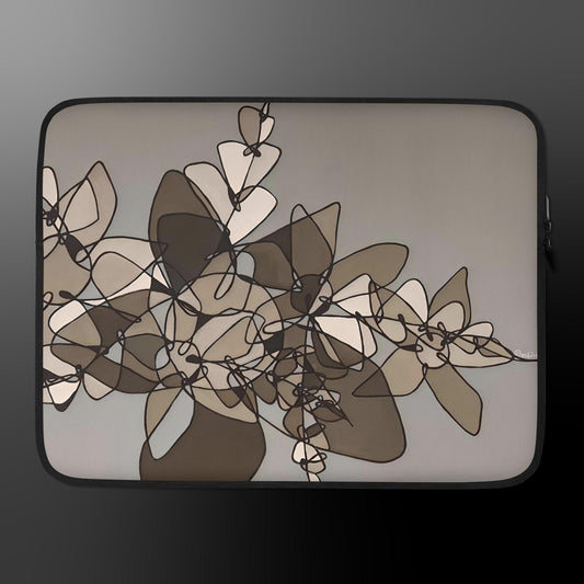 Abstract Flower in Black and White Laptop Sleeve