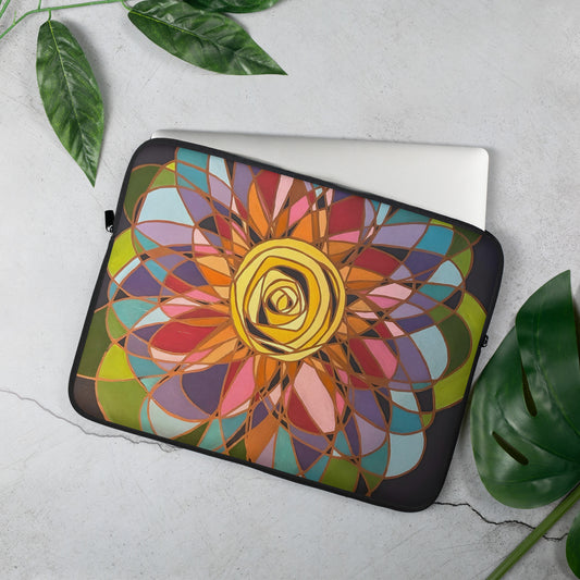 Swirl Flower in Rainbow Laptop Sleeve