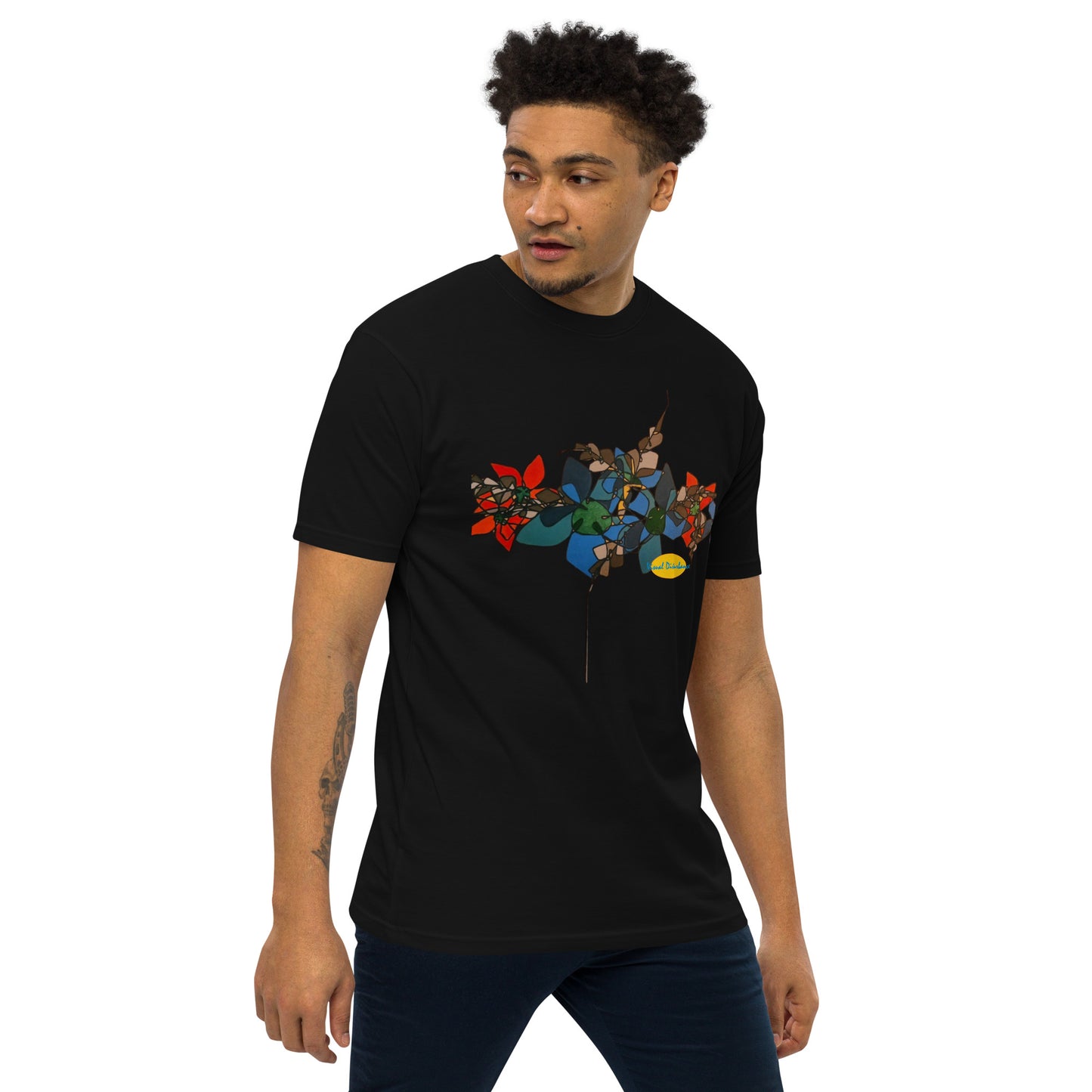 Abstract Flowers in Red and Blue Men’s premium heavyweight tee