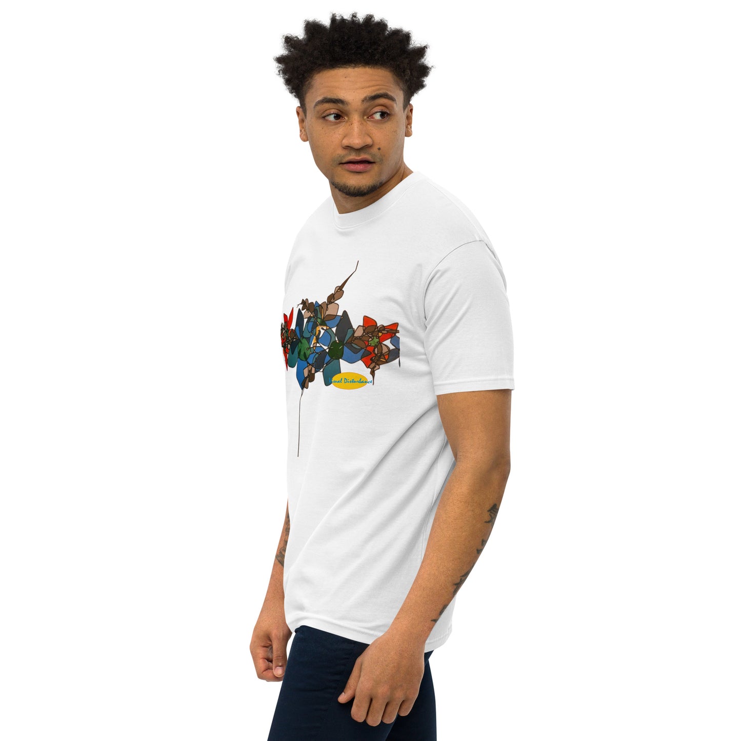 Abstract Flowers in Red and Blue Men’s premium heavyweight tee
