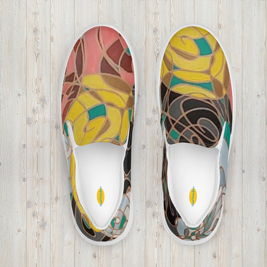 Red and Yellow, Black and White Men’s slip-on canvas shoes