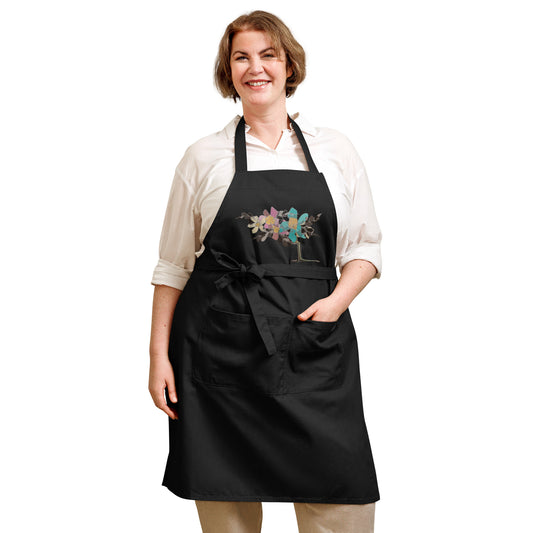 Abstract Flowers in Teal and Pink Organic cotton apron