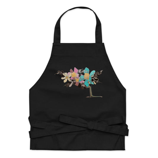 Abstract Flowers in Teal and Pink Organic cotton apron