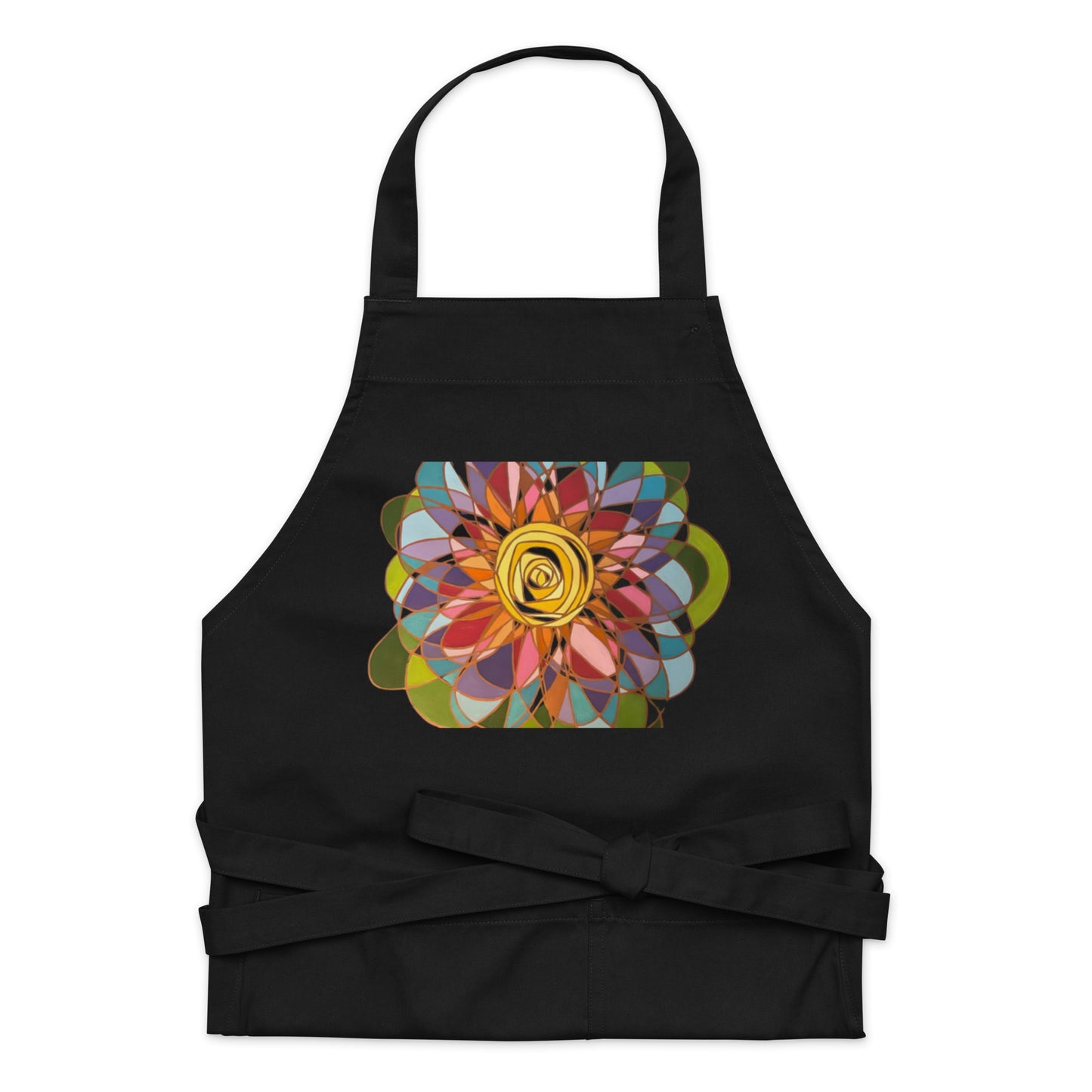 Swirl Flower in Rainbow Organic cotton apron
