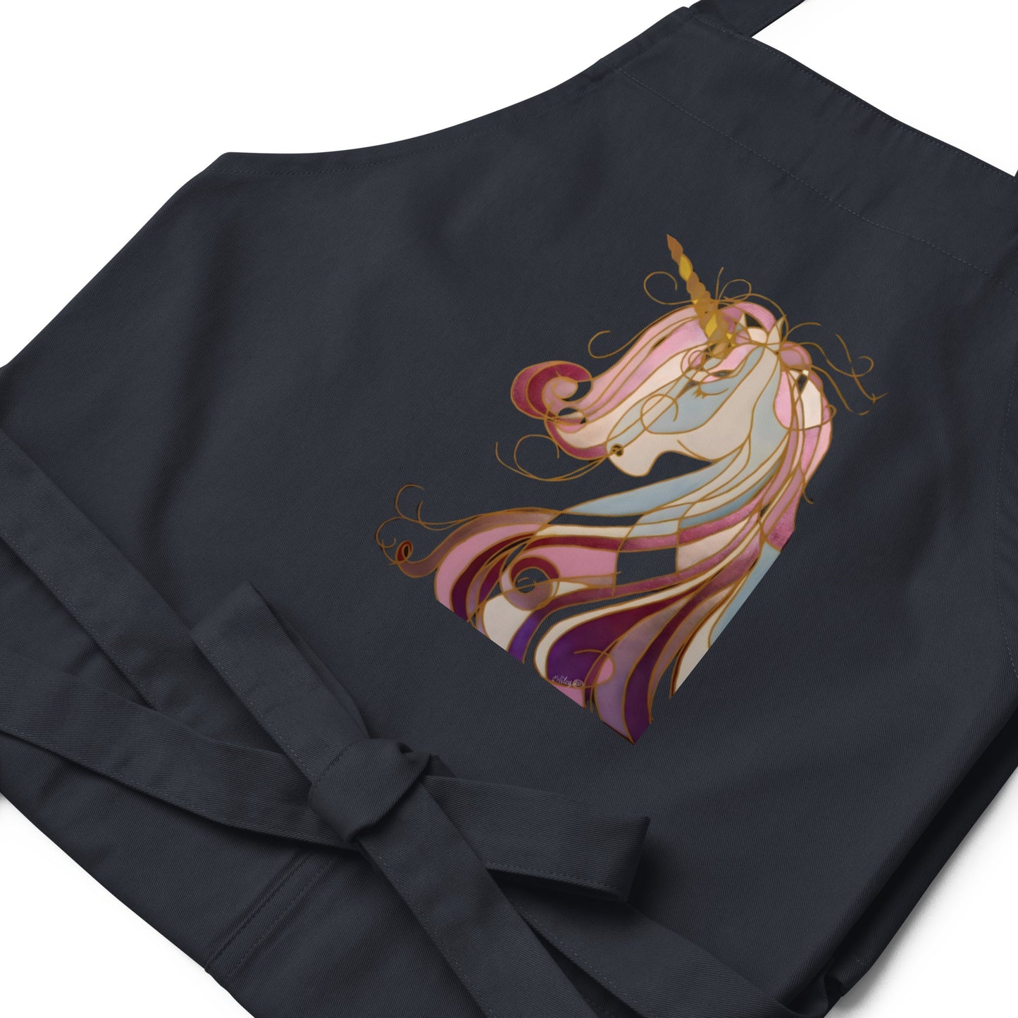 Unicorn in Gold Organic cotton apron
