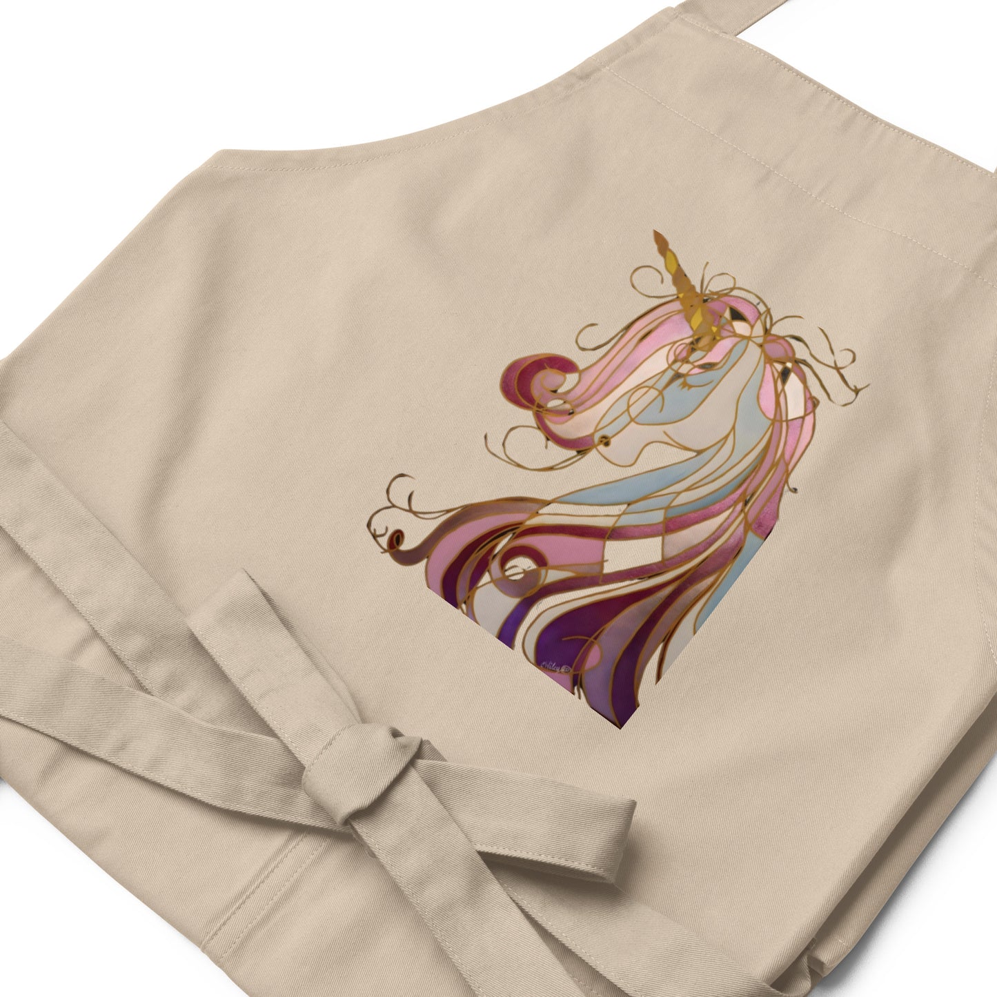 Unicorn in Gold Organic cotton apron