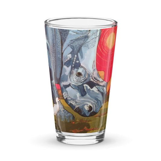 Blue Rhinoceros Shaker pint glass