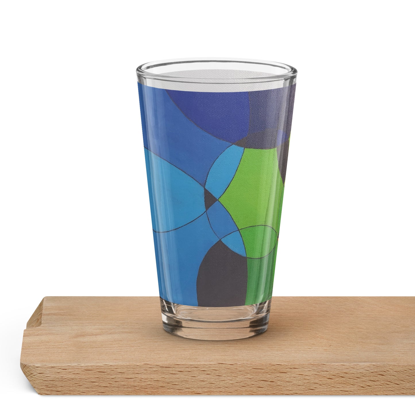 Spiral Circles in Rainbow Shaker pint glass