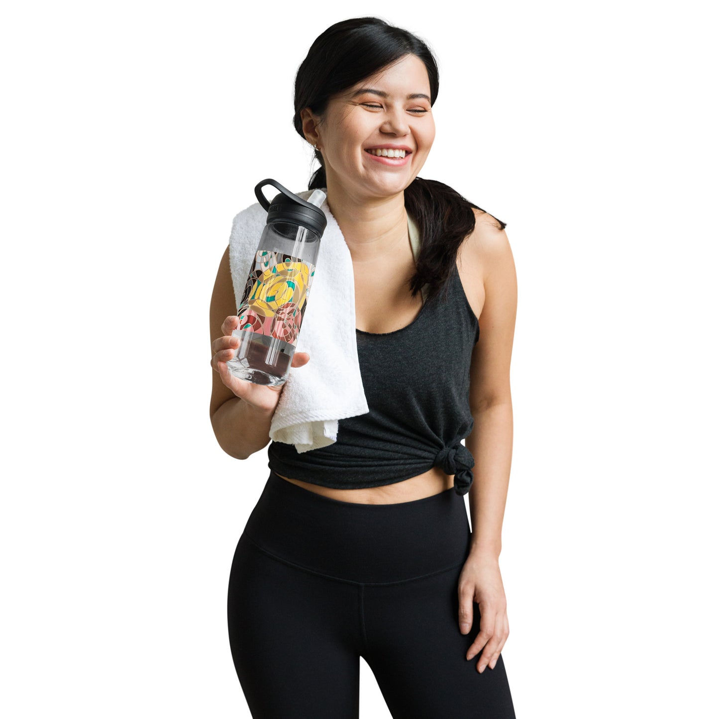 Red and Yellow, Black and White Sports water bottle