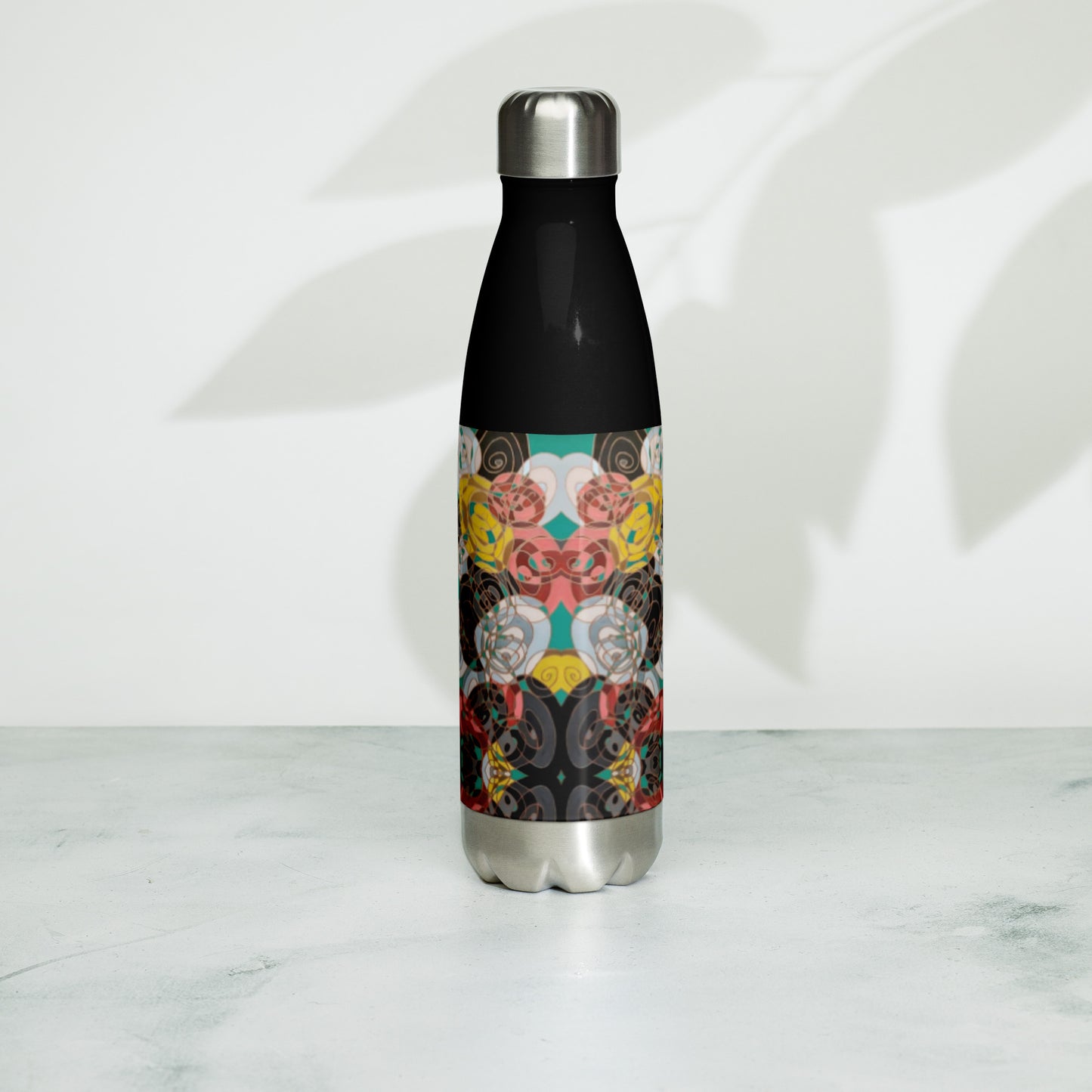 Red and Yellow, Black and White Stainless steel water bottle