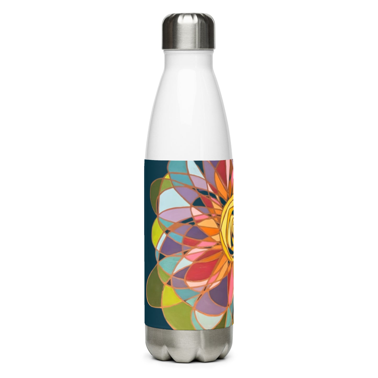 Swirl Flower in Rainbow Stainless steel water bottle