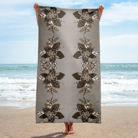 Abstract Flowers in Black and White Towel