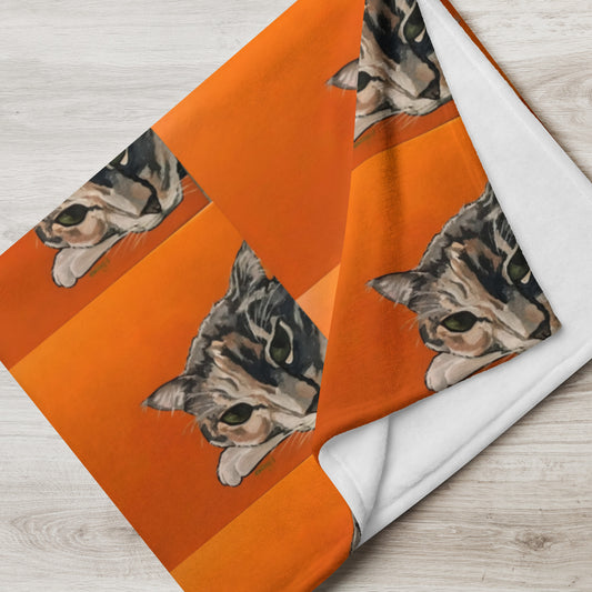 Calico Cat in Orange Throw Blanket