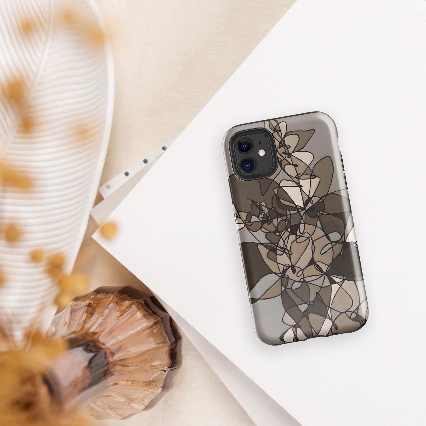 Abstract Flower in Black and White Tough Case for iPhone®