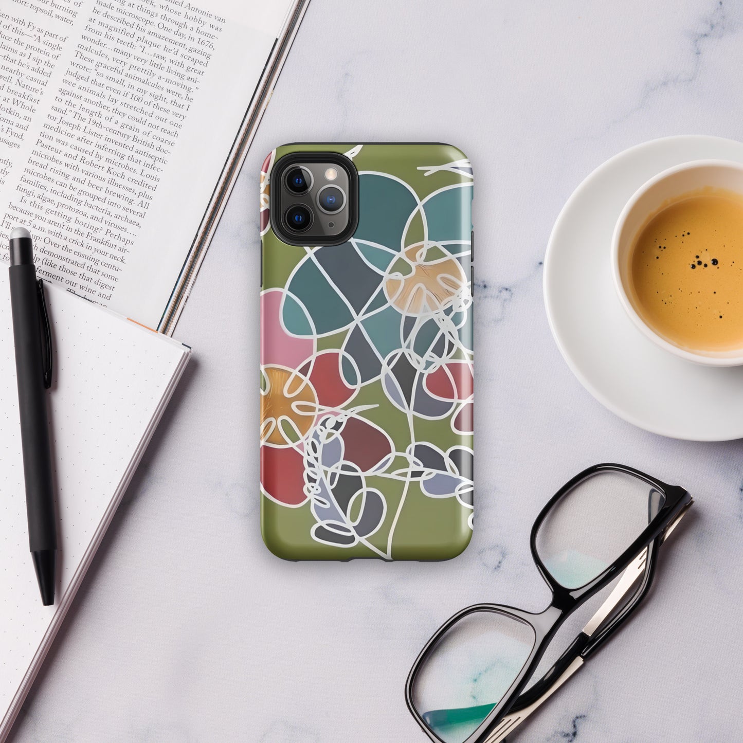 Abstract Flowers in Teal and Green Tough Case for iPhone®