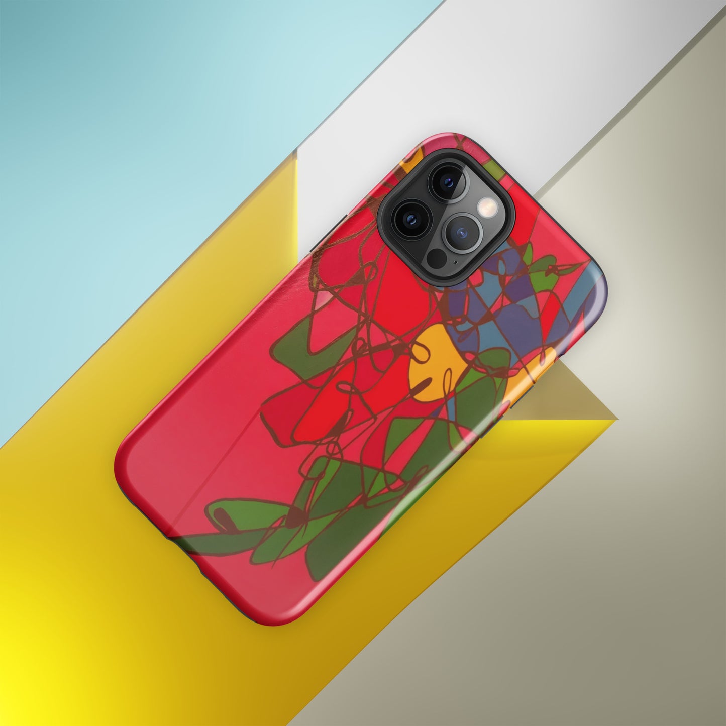 Abstract Flowers in Red and Pink Tough Case for iPhone®