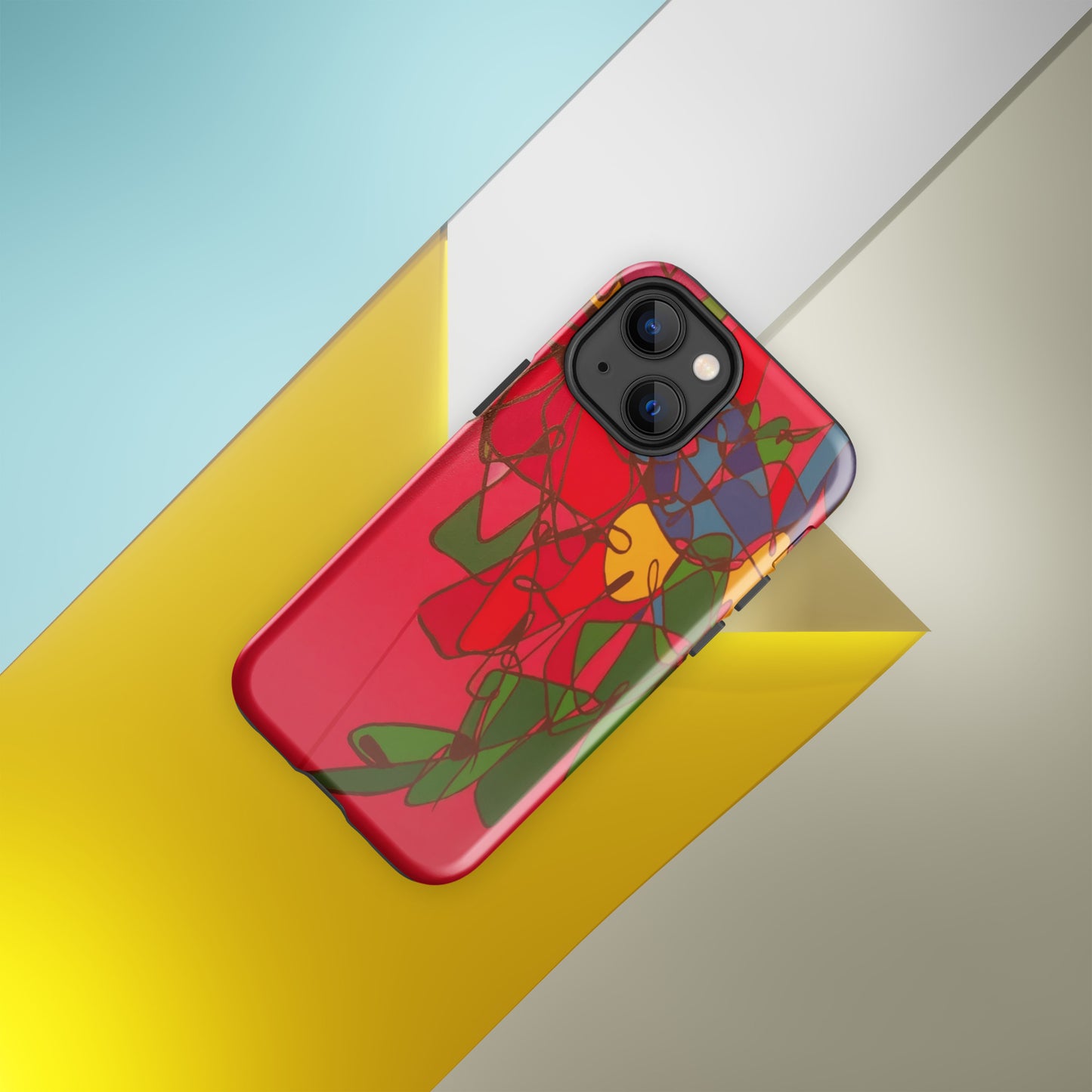 Abstract Flowers in Red and Pink Tough Case for iPhone®