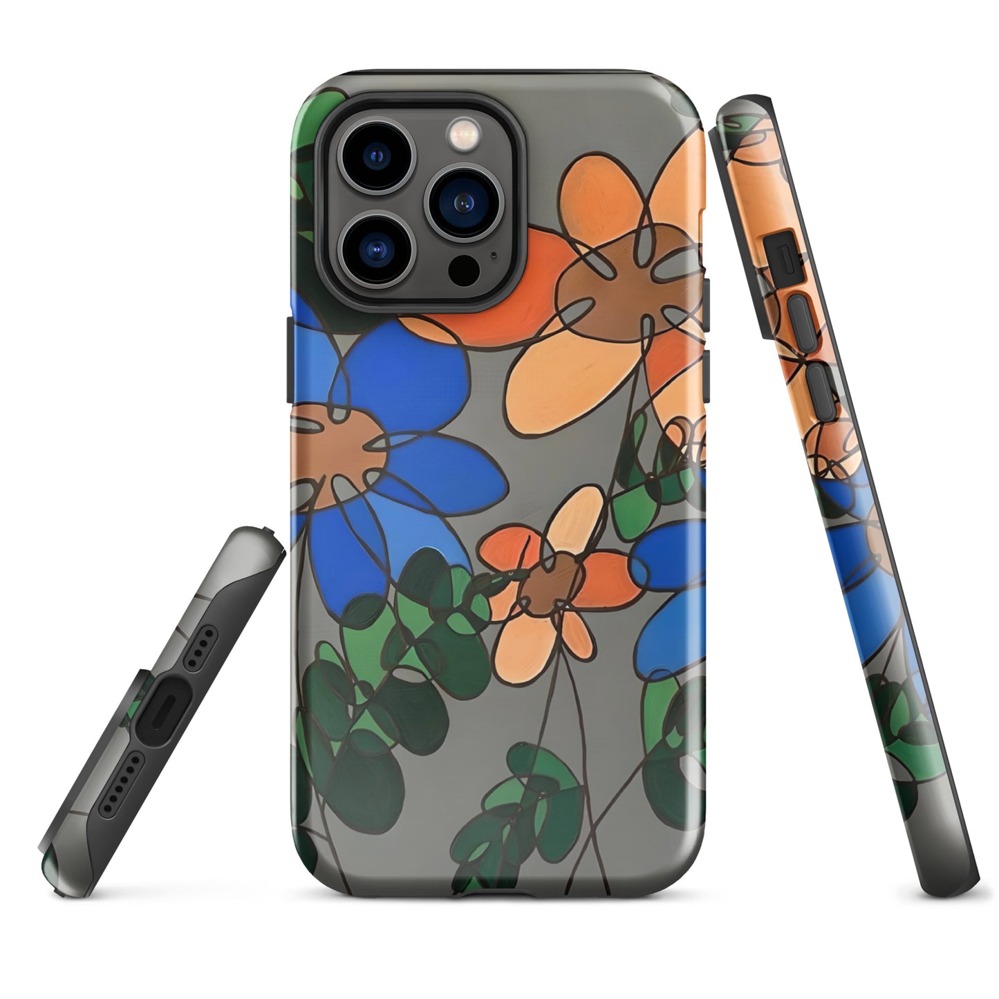 Abstract Flowers in Blue and Orange Tough Case for iPhone®