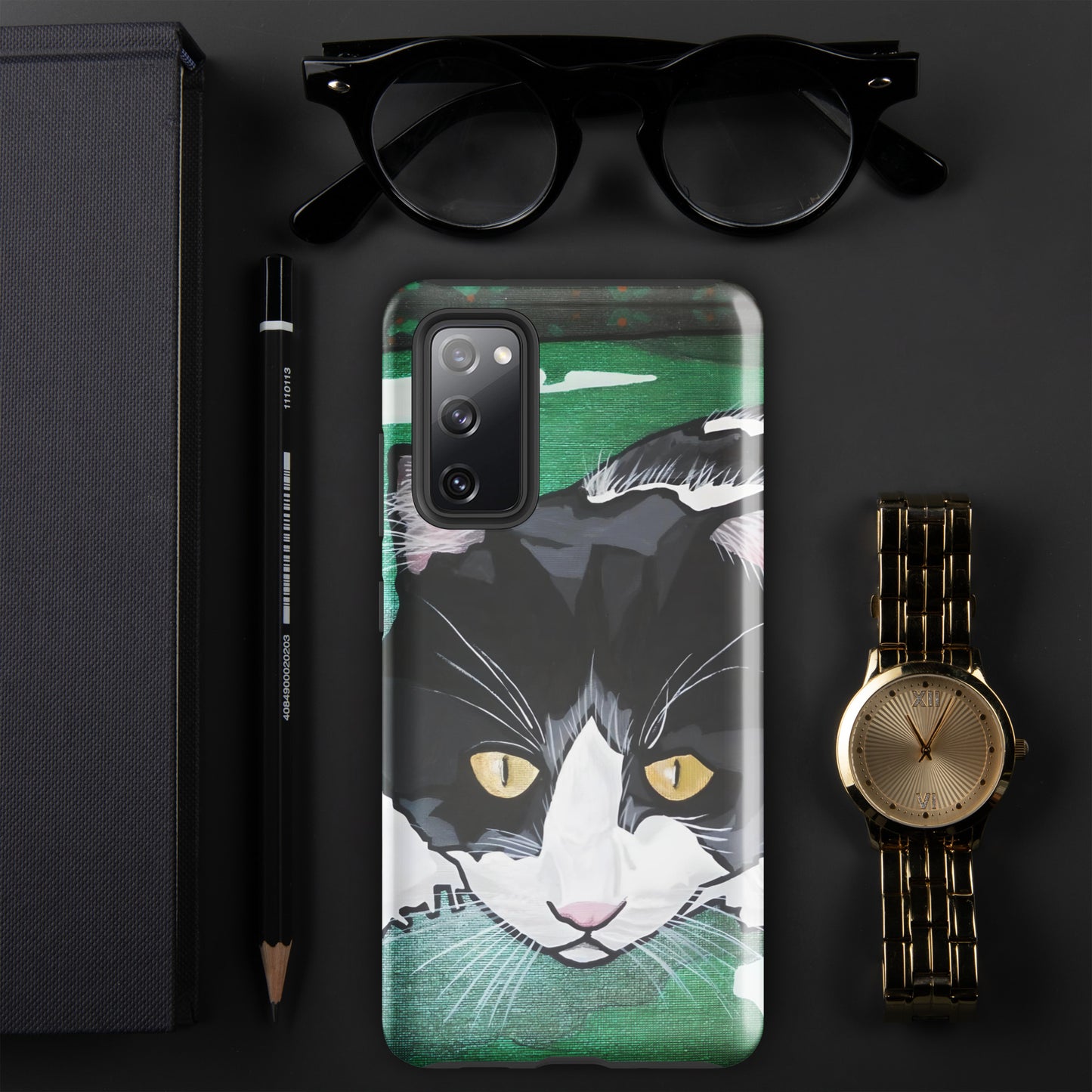 Black and White Cat in Green Grass Tough case for Samsung®