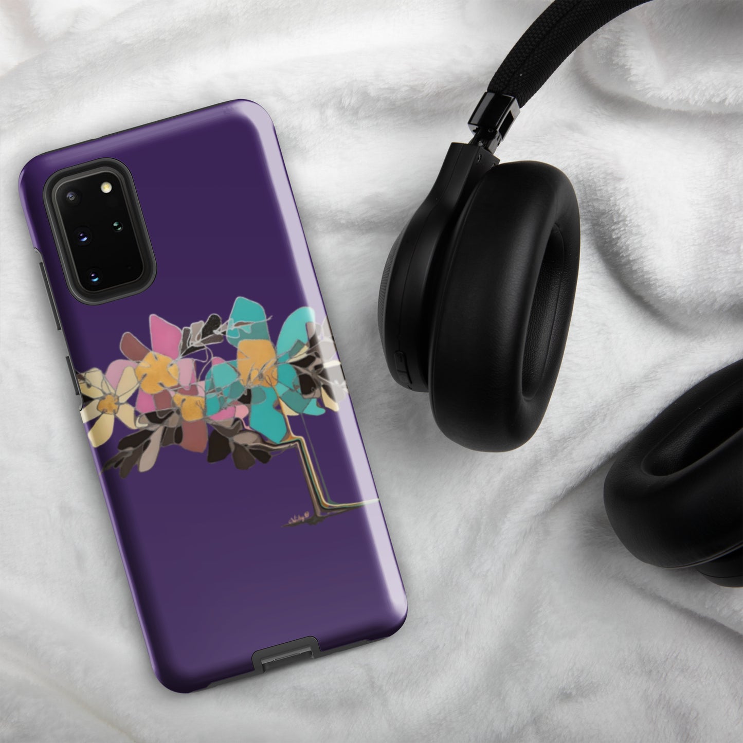Abstract Flowers in Teal and Pink Tough case for Samsung®
