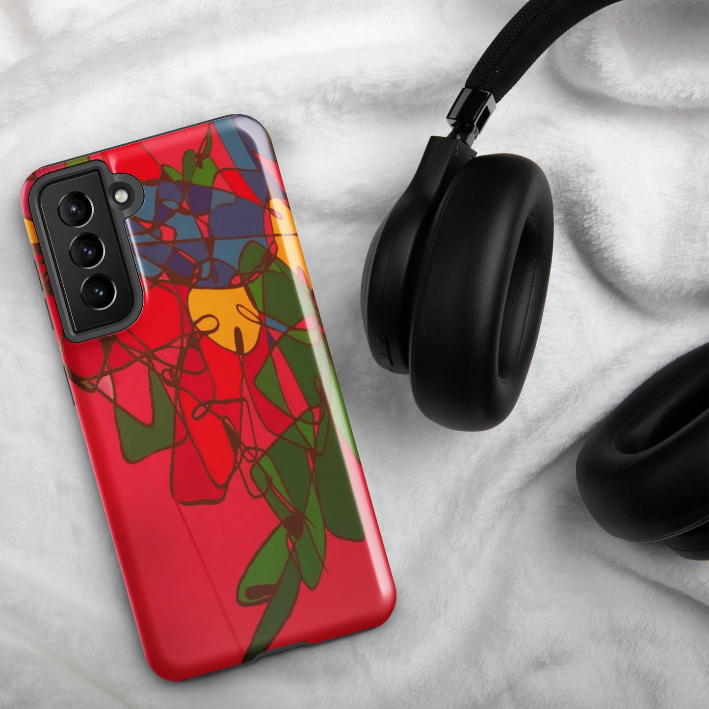 Abstract Flowers in Pink and Red Tough case for Samsung®