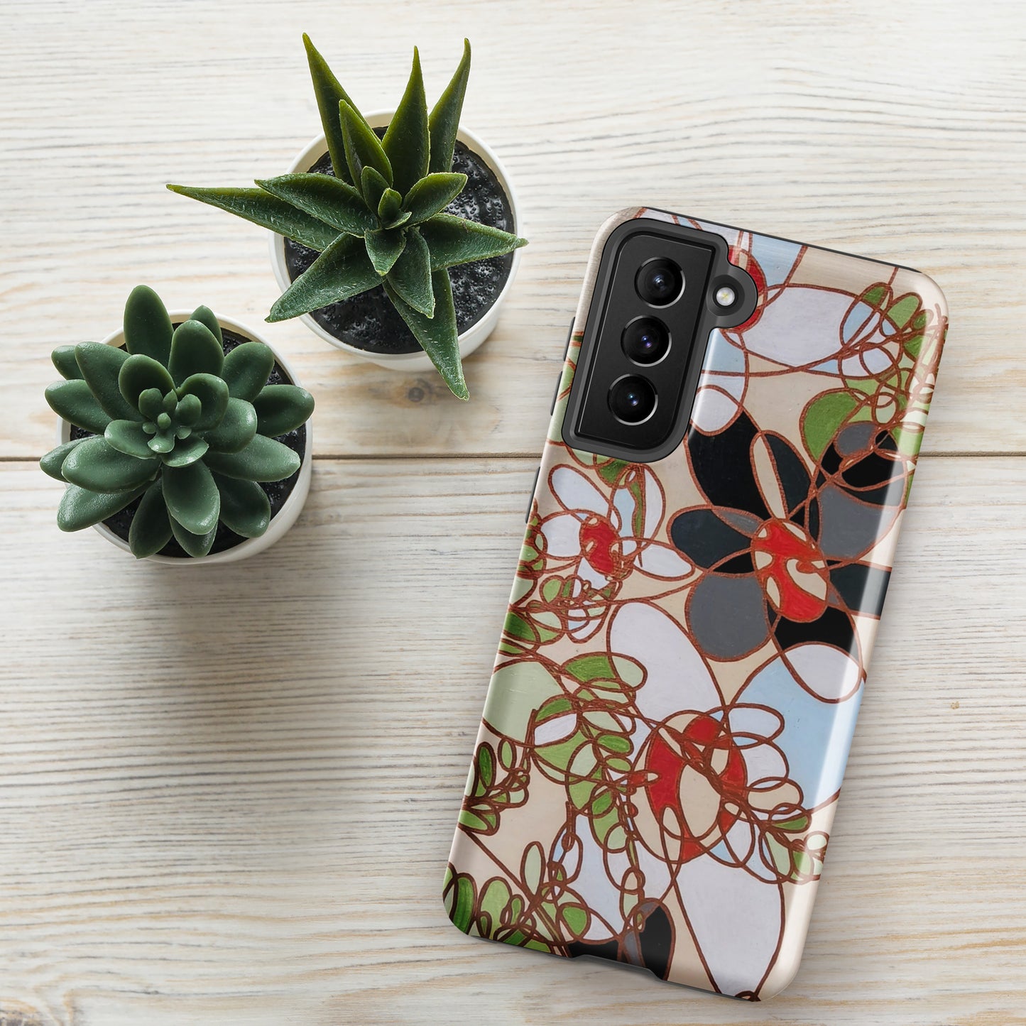 Abstract Flowers in Burnt Orange and Black Tough case for Samsung®