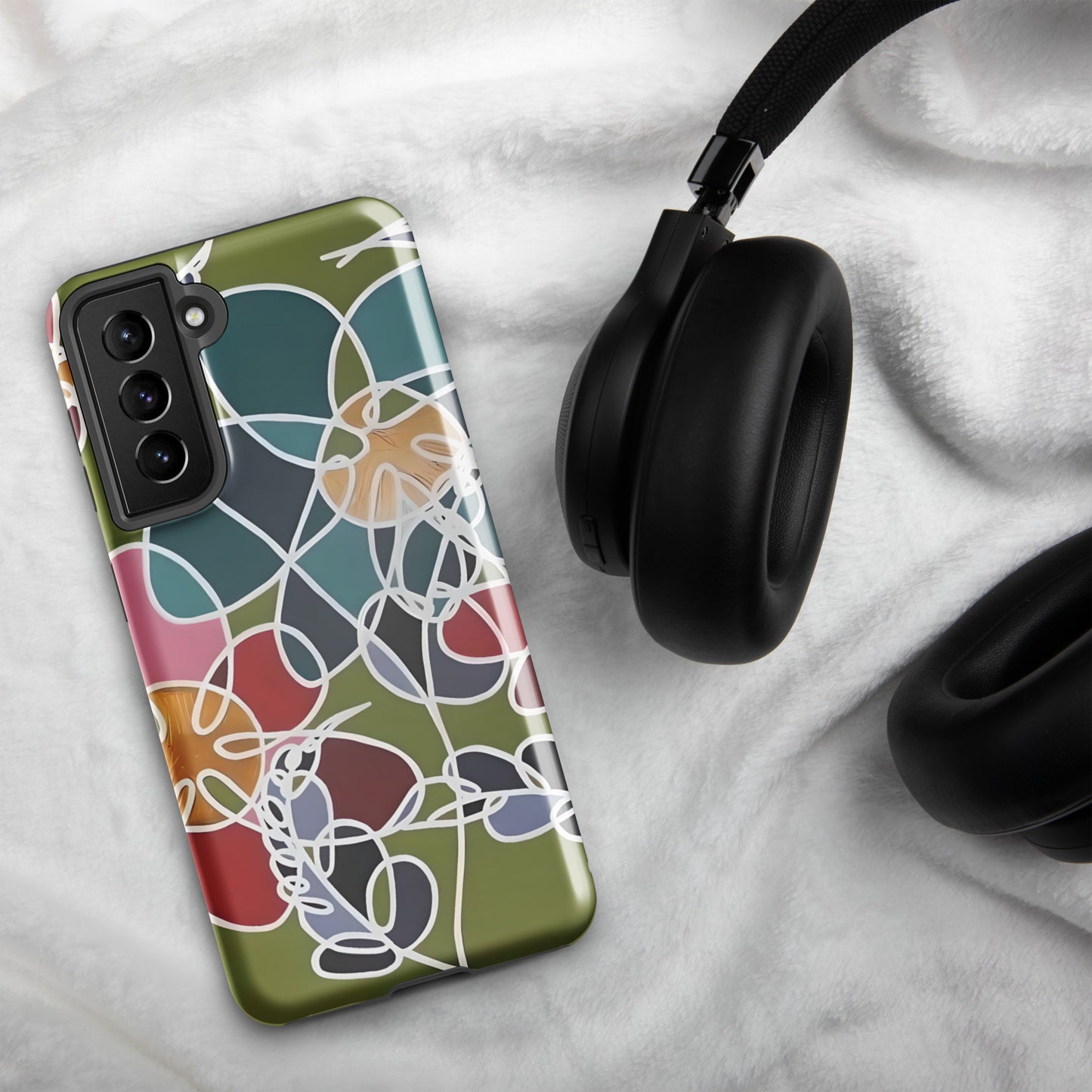 Abstract Flowers in Teal and Green Tough case for Samsung®