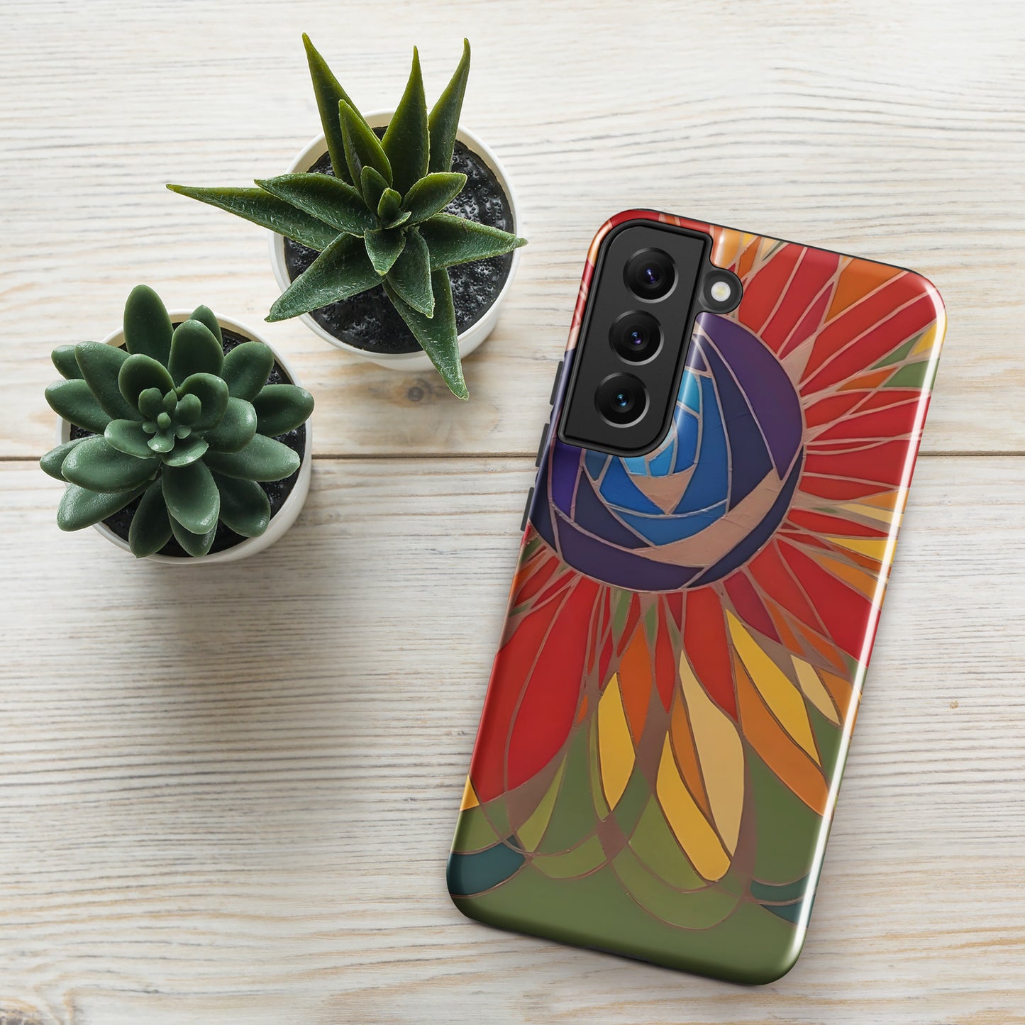 Swirl Flower in Rainbow and Green Tough case for Samsung®