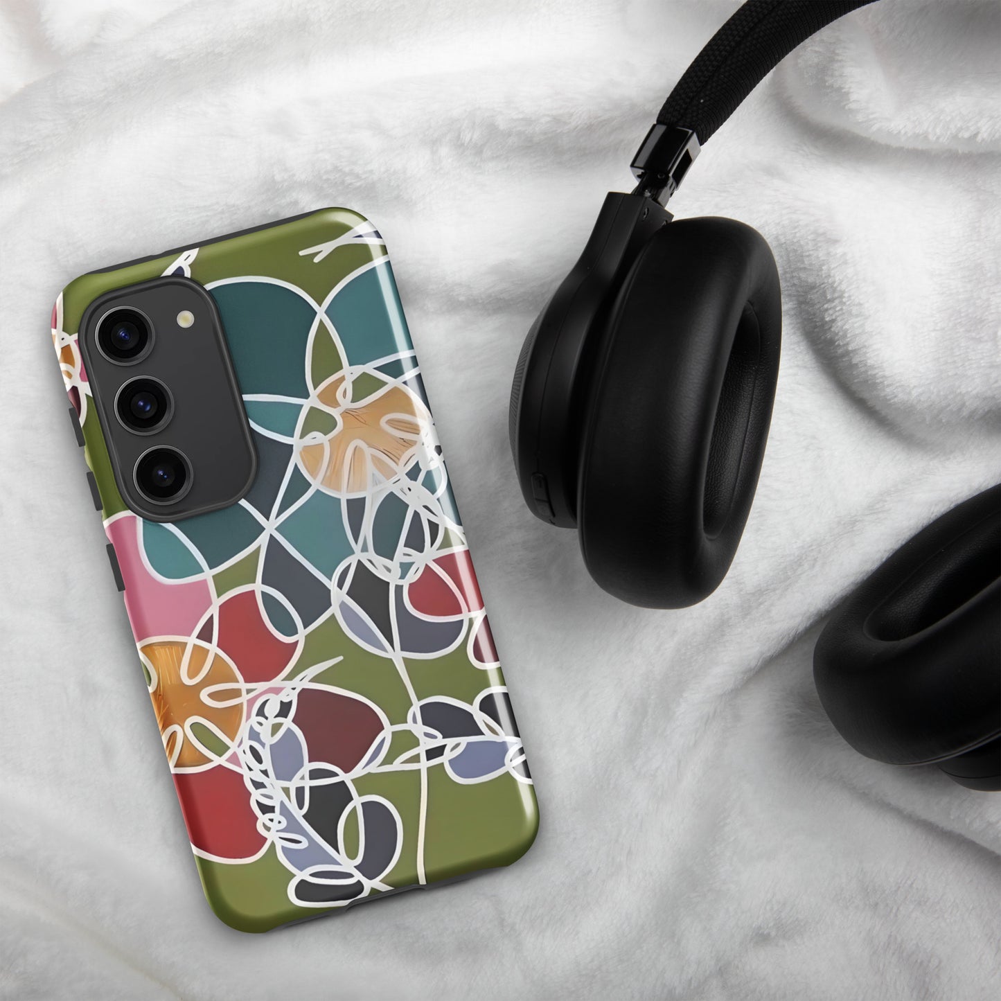 Abstract Flowers in Teal and Green Tough case for Samsung®
