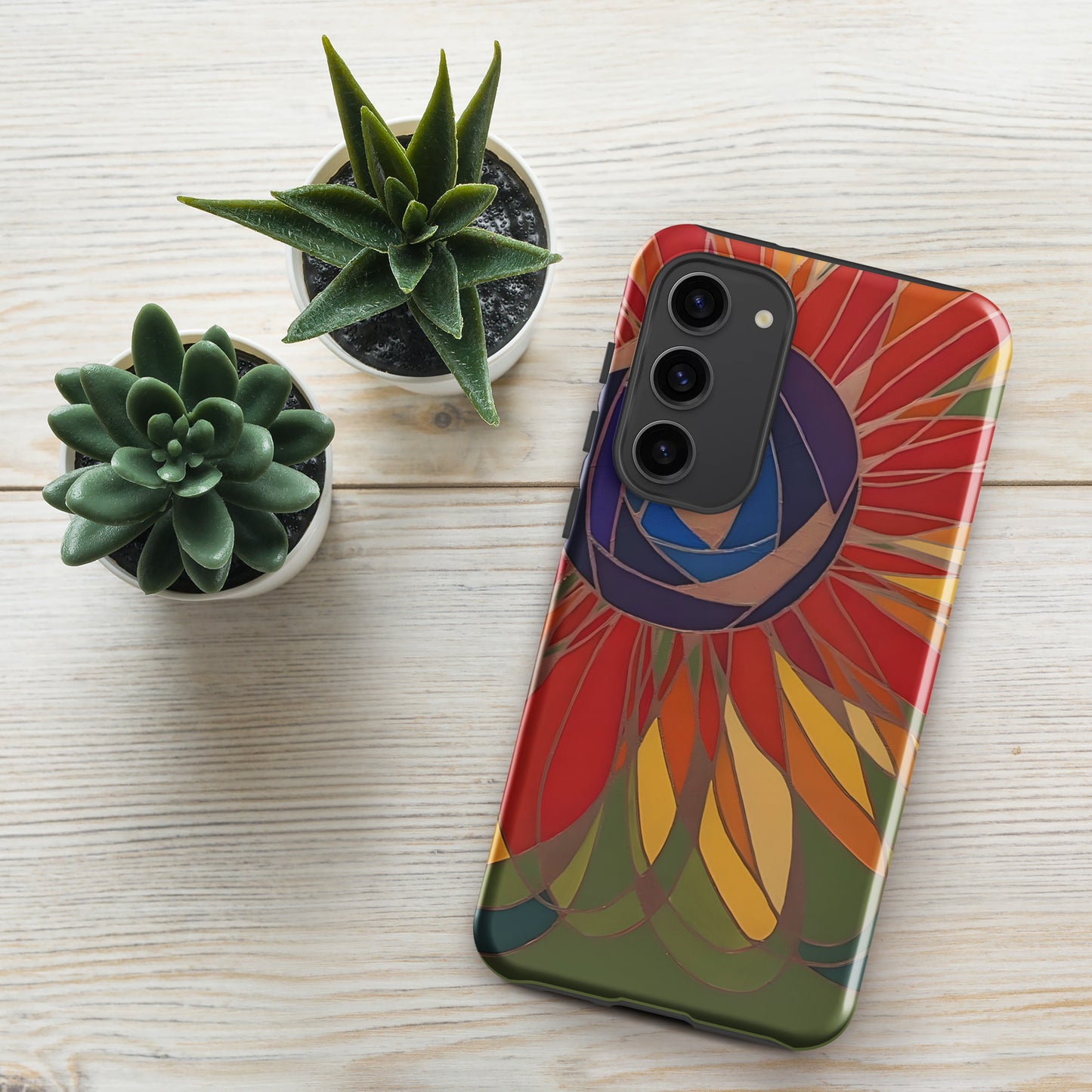 Swirl Flower in Rainbow and Green Tough case for Samsung®