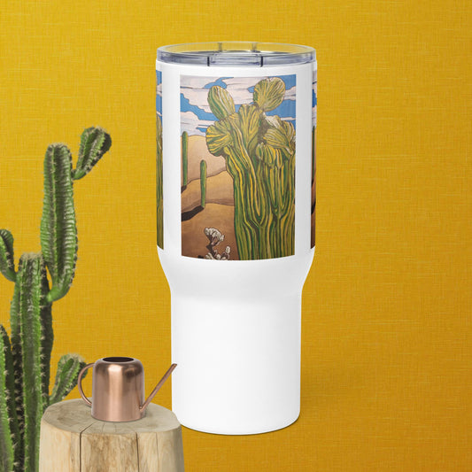 Crested Saguaro Cactus Travel mug with a handle