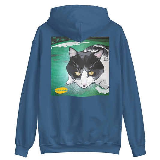 Black and White Cat in the Grass Unisex Hoodie