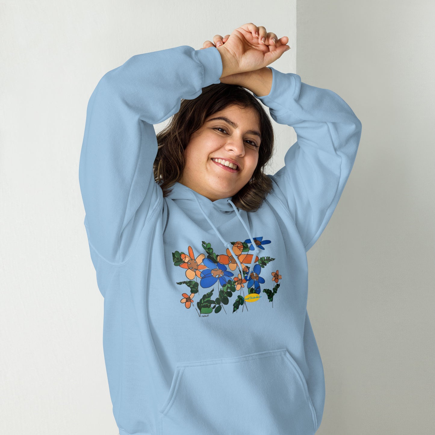 Abstract Flowers in Blue and Orange Unisex Hoodie