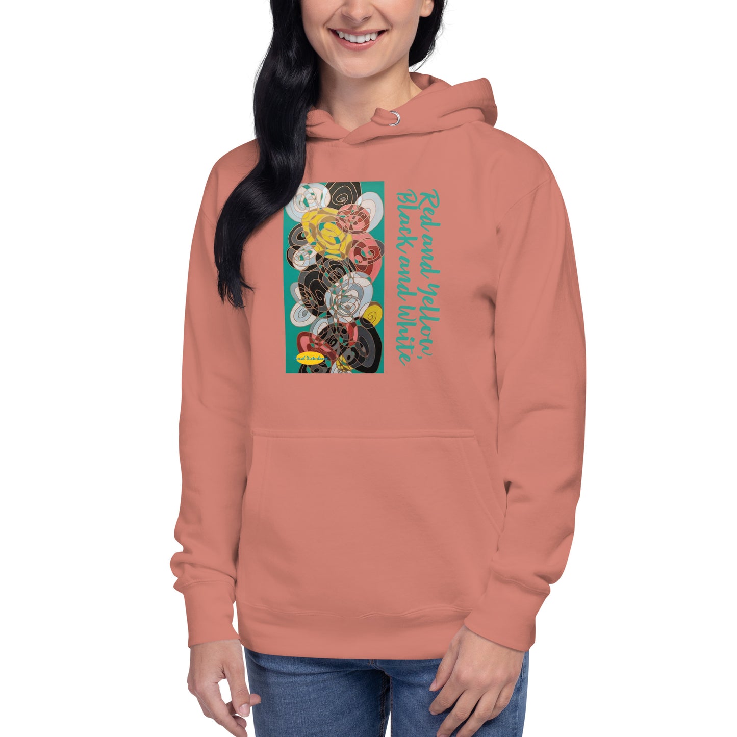 Red and Yellow, Black and White Unisex Hoodie