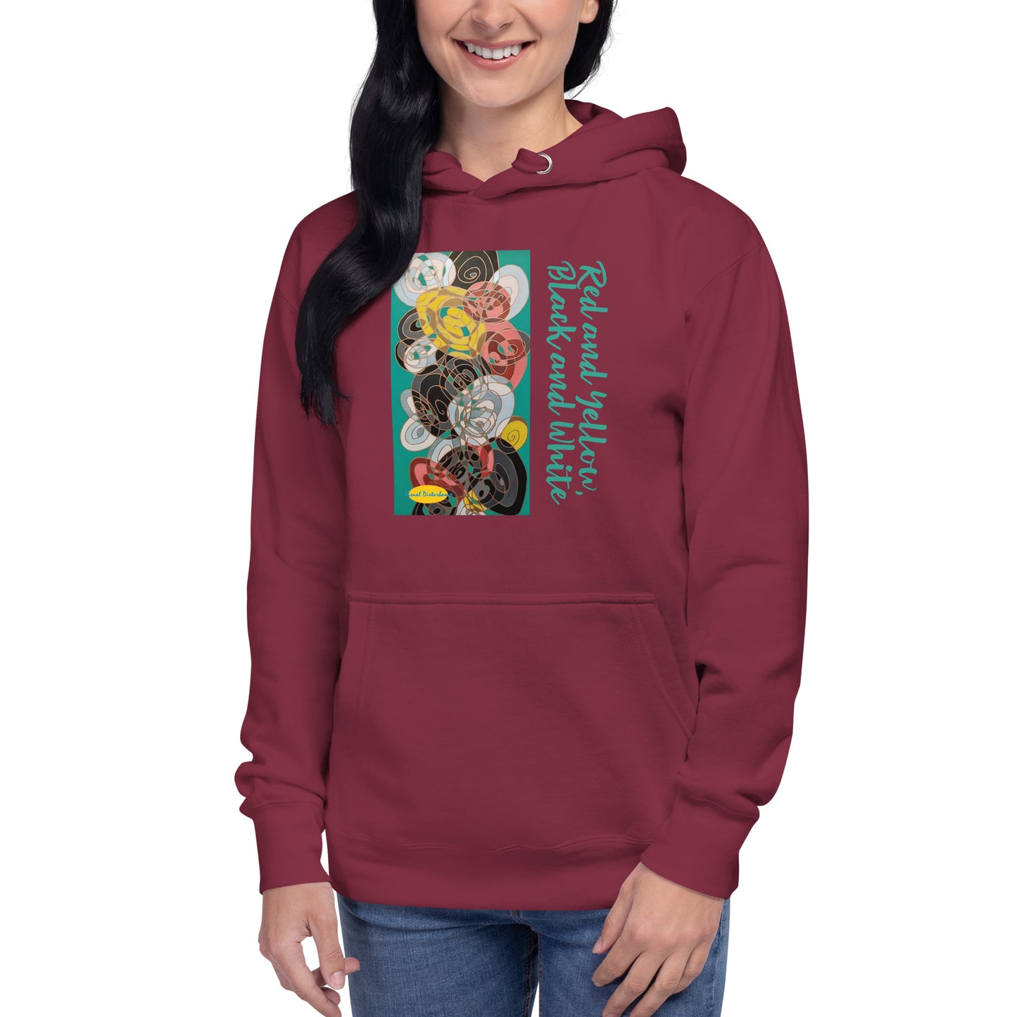 Red and Yellow, Black and White Unisex Hoodie
