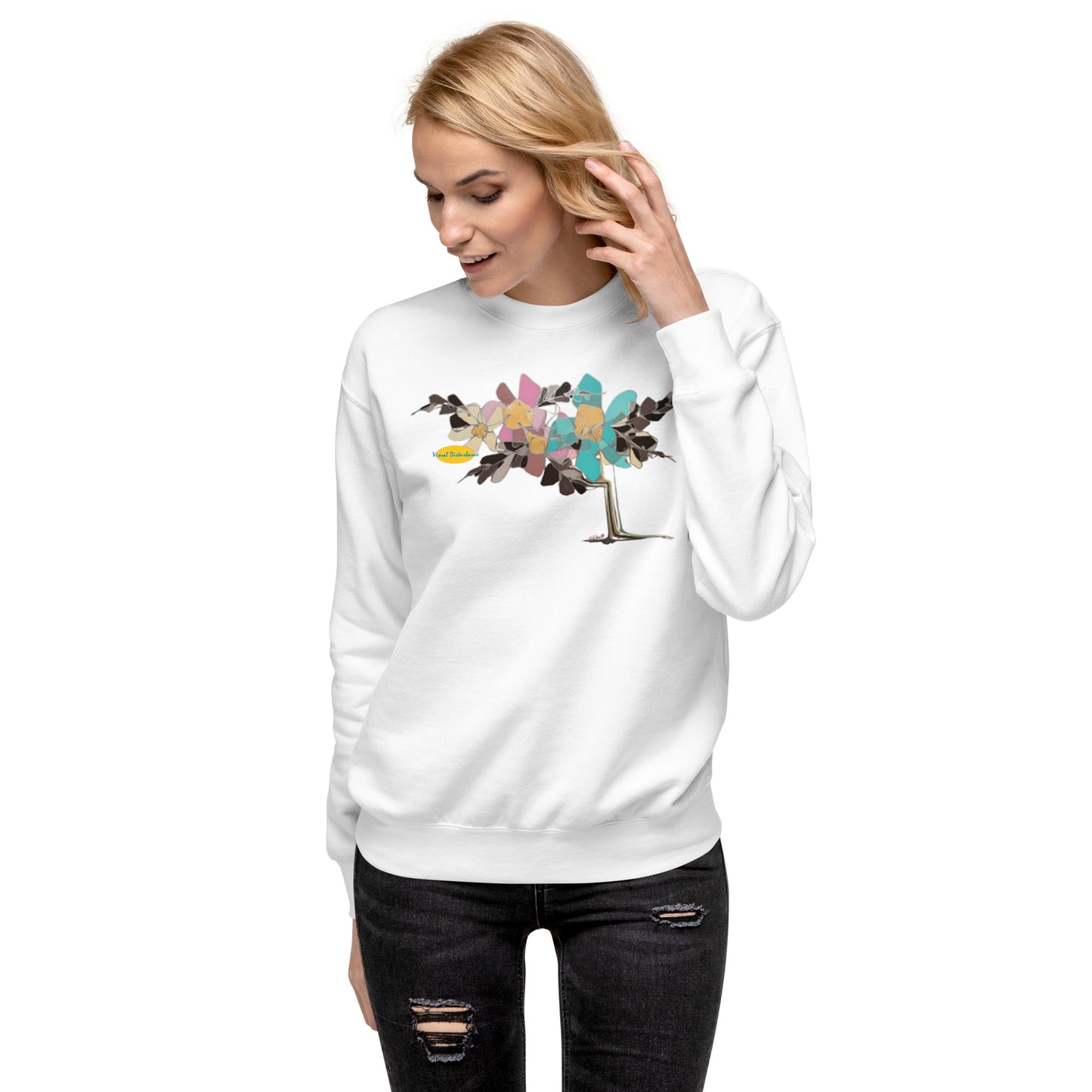 Abstract Flowers in Teal and Pink Unisex Premium Sweatshirt