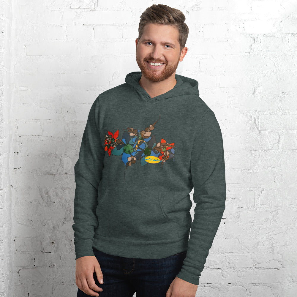 Abstract Flowers in Red and Blue Unisex hoodie
